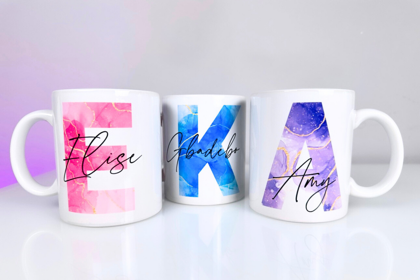 Name & Initial Mug (various colours) - 11oz Ceramic Mug