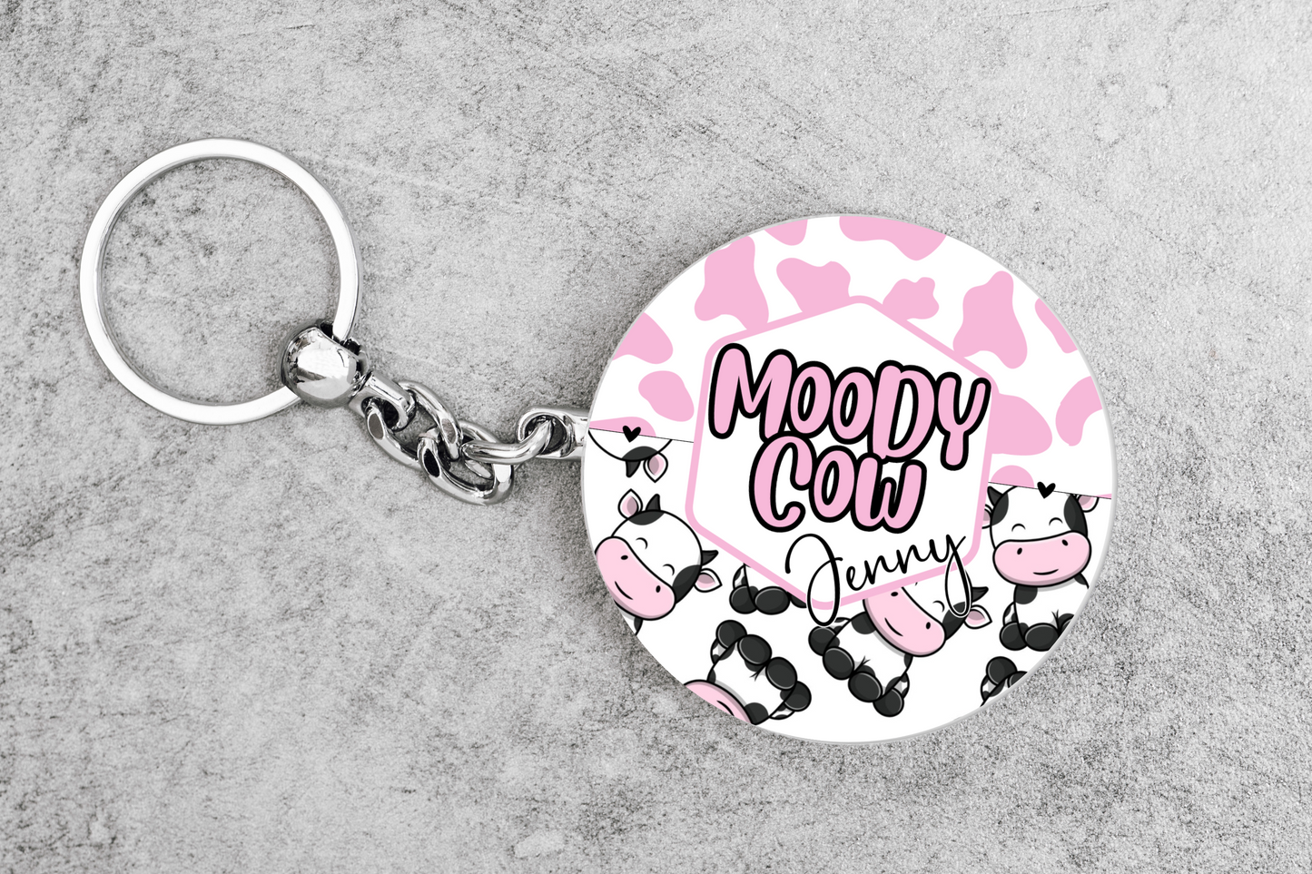 Personalised Moody Cow - Keyring