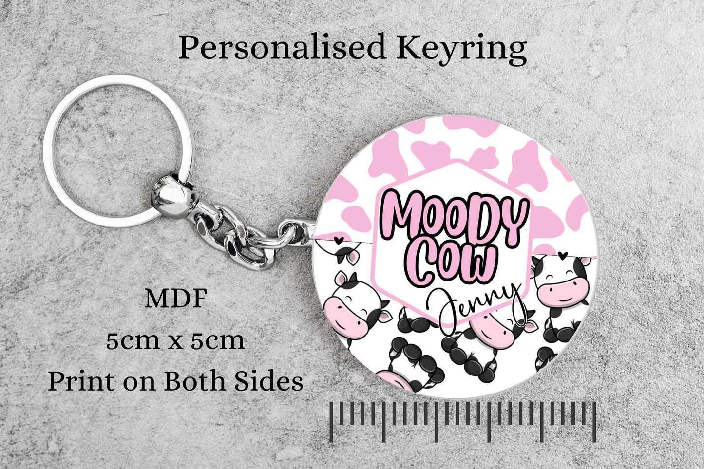 Personalised Moody Cow - Keyring