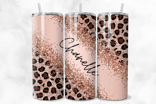 Personalised Rose Gold Leopard Tumbler - 20oz Stainless Steel