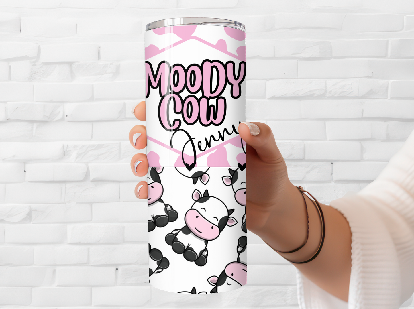 Personalised Moody Cow - 20oz Stainless Steel Tumbler